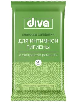 Влажные салфетки Diva intimate Ромашка, для интимной гигиены, 20 шт.
