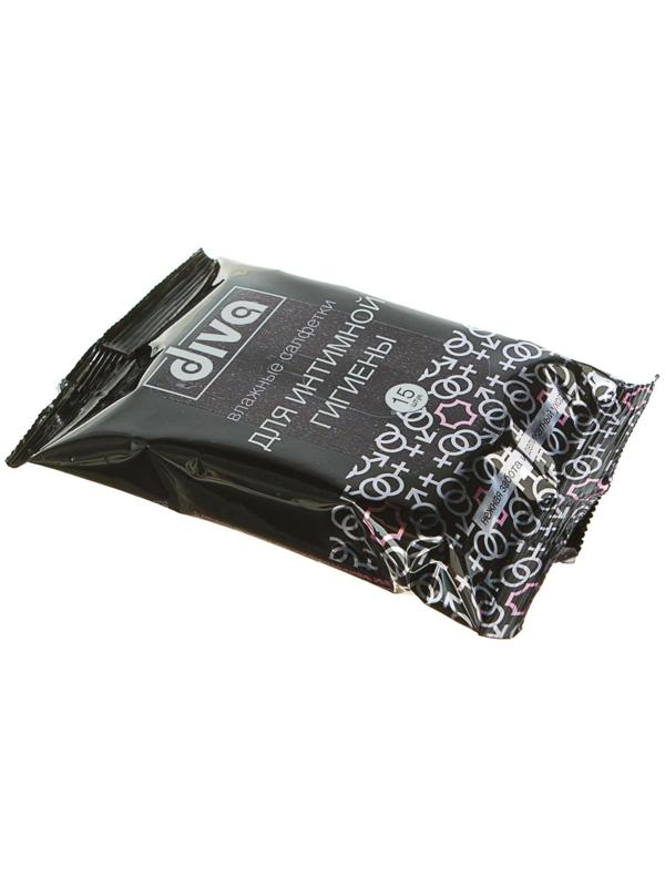 Влажные салфетки Diva intimate Black, для интимной гигиены, 15 шт.
