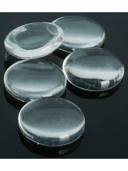 Кабошон стекло, круг 12мм (набор 5шт), цвет прозрачный