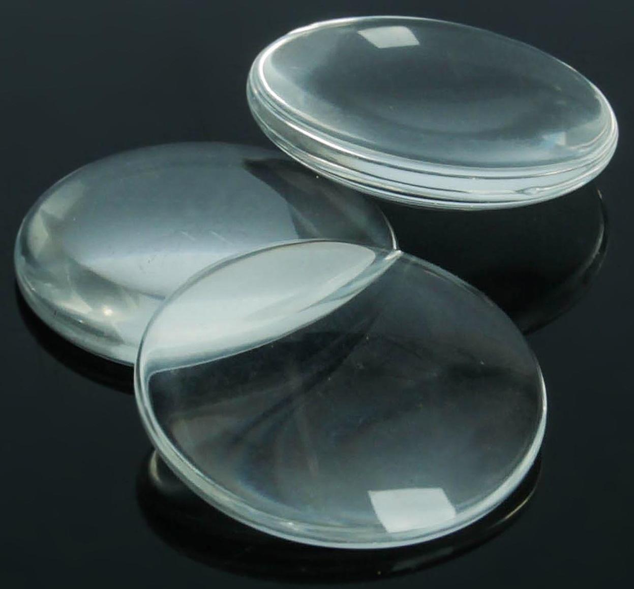 Кабошон стекло, круг 25мм (набор 3шт), цвет прозрачный