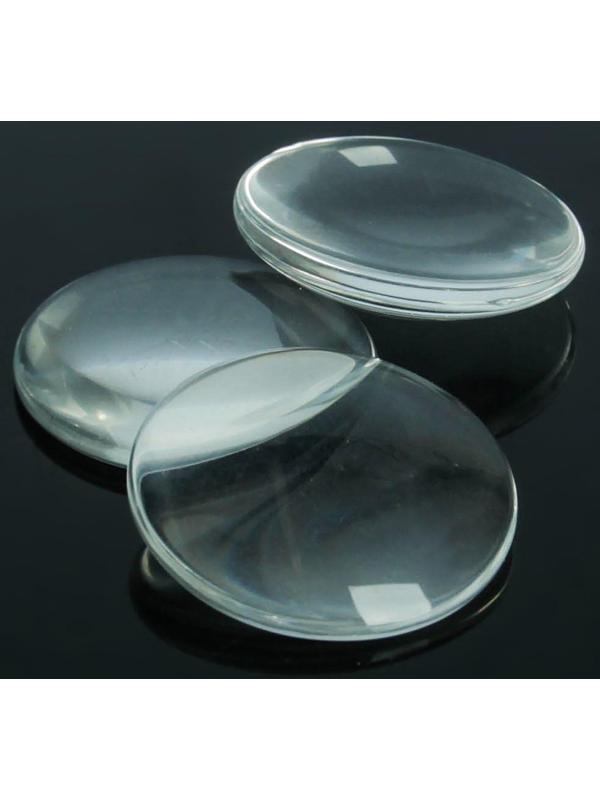 Кабошон стекло, круг 25мм (набор 3шт), цвет прозрачный