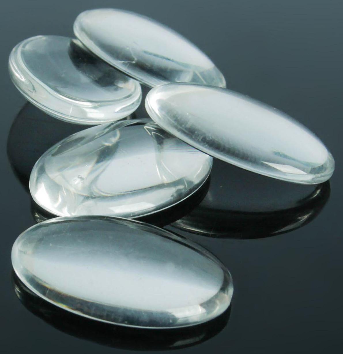 Кабошон стекло, овал 18*25мм (набор 5шт), цвет прозрачный