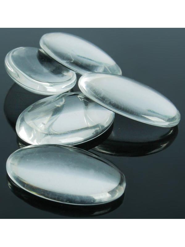 Кабошон стекло, овал 18*25мм (набор 5шт), цвет прозрачный