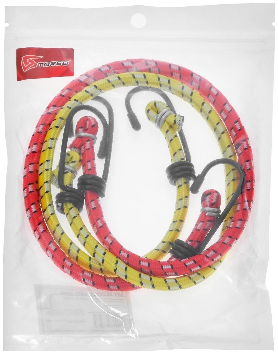 Резинка крепления TORSO 60 см, d 8 мм, металлические крючки, микс, набор 2 шт