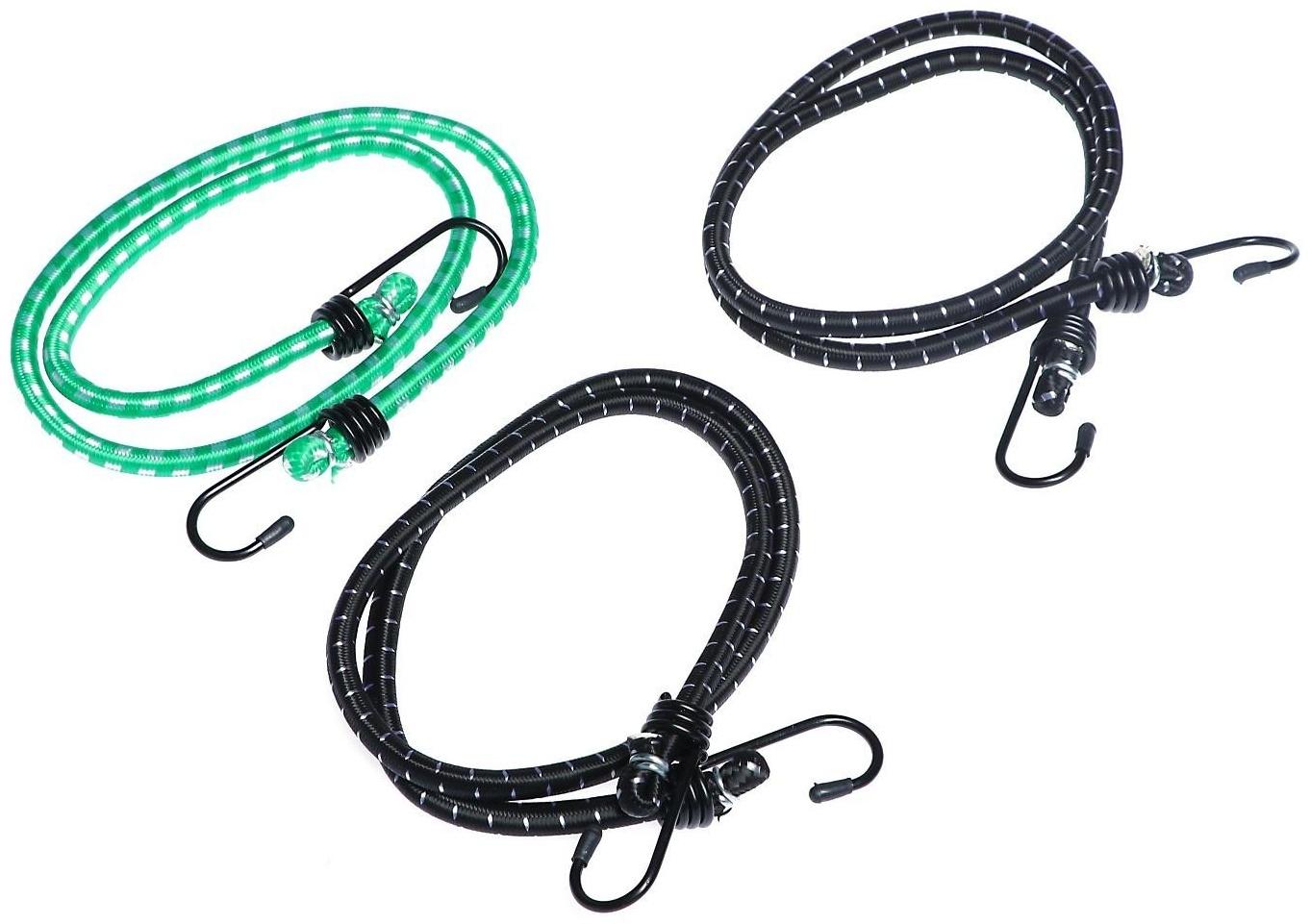 Резинка крепления TORSO  80 см, d 8 мм, металлические крючки, микс, набор 3 шт