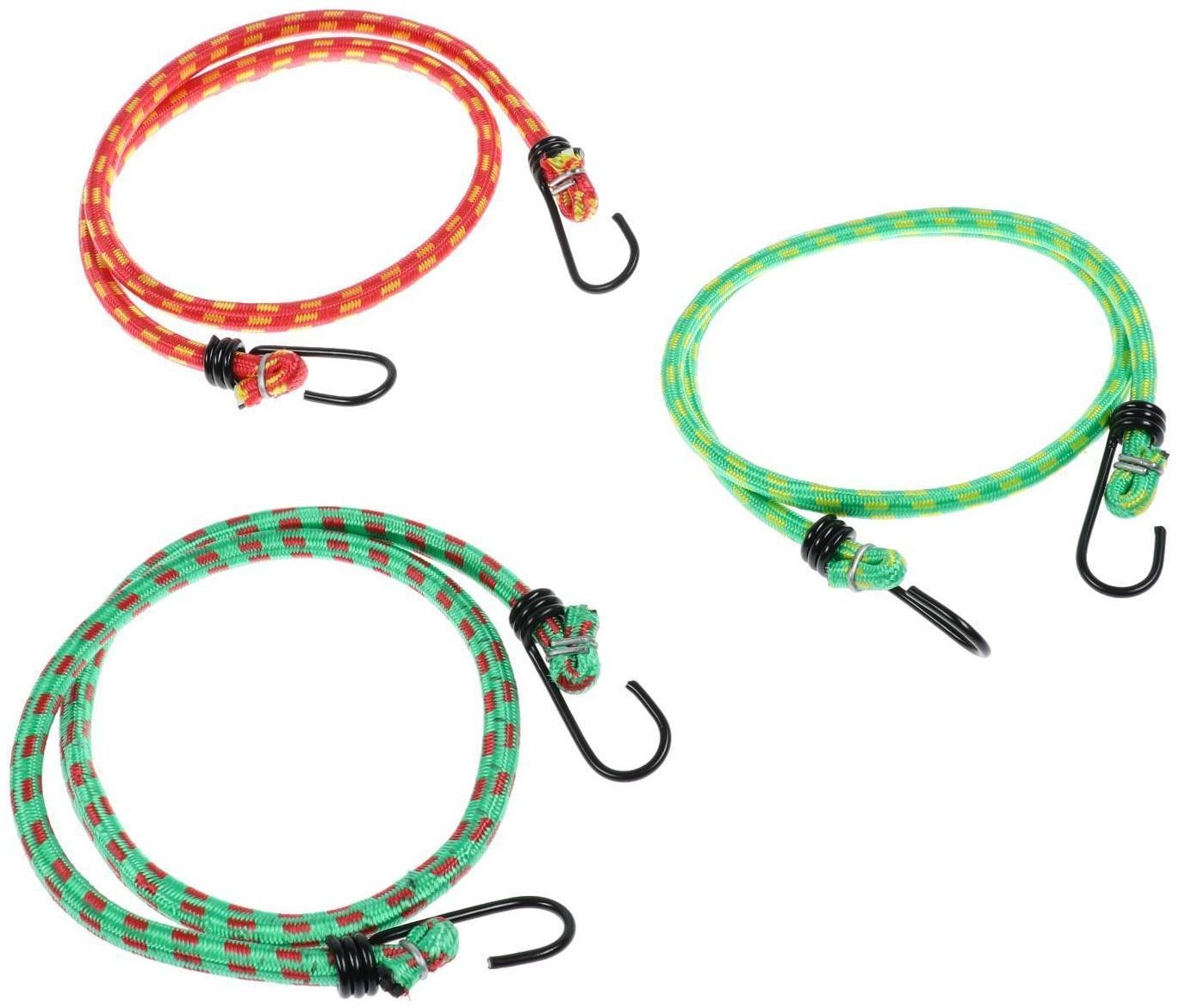 Резинка крепления TORSO  80 см, d 8 мм, металлические крючки, микс, набор 3 шт