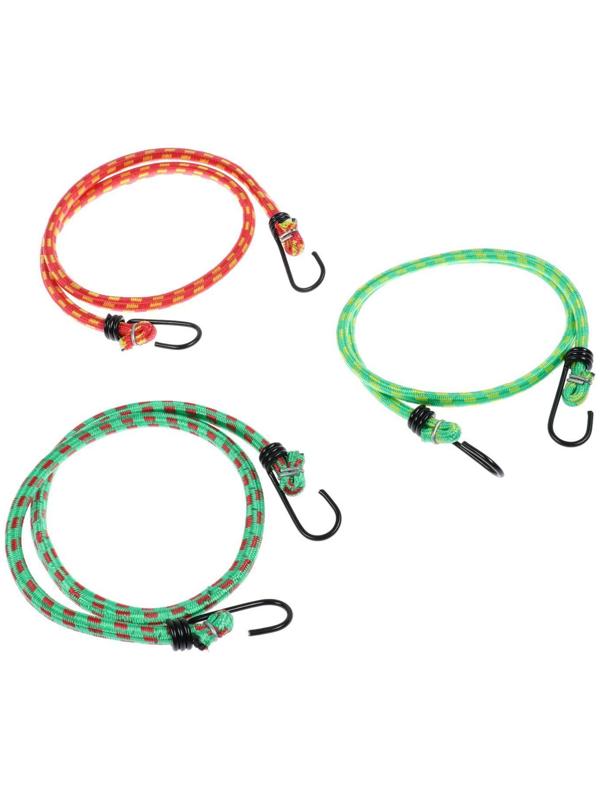 Резинка крепления TORSO  80 см, d 8 мм, металлические крючки, микс, набор 3 шт