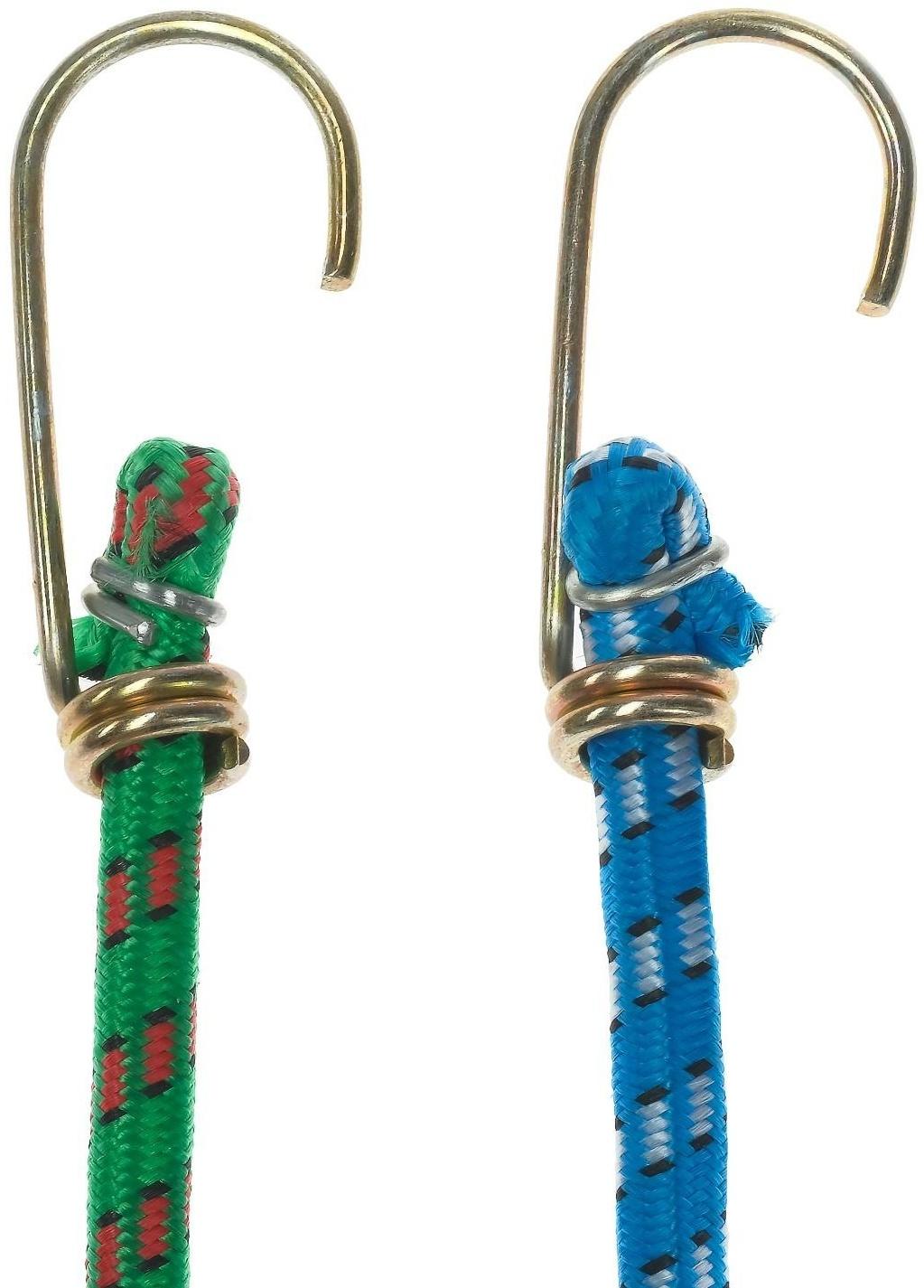 Резинка крепления TORSO 100 см, d 8 мм, металлические крючки, микс, набор 2 шт