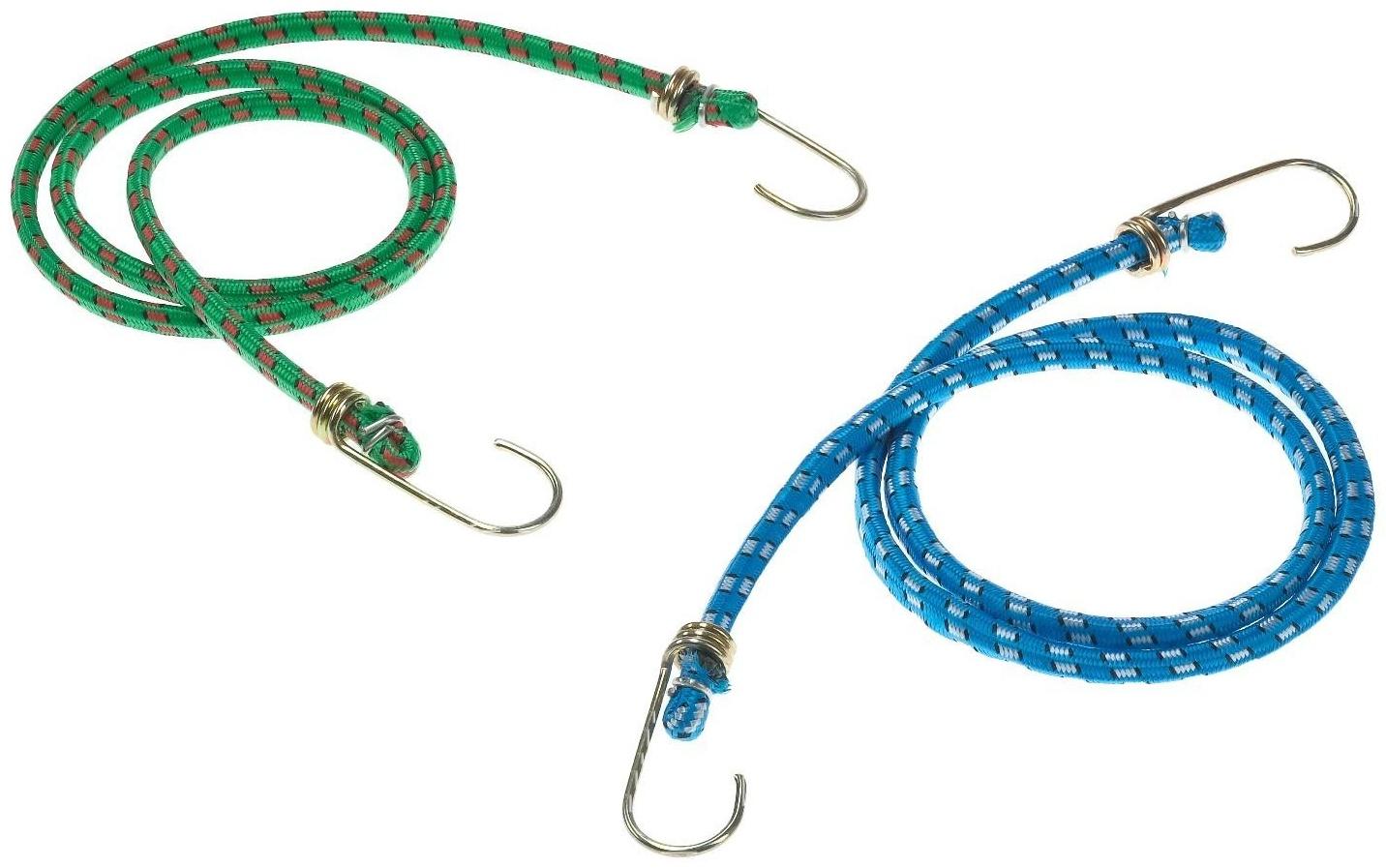 Резинка крепления TORSO 100 см, d 8 мм, металлические крючки, микс, набор 2 шт