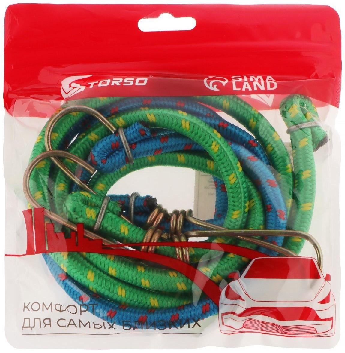 Резинка крепления TORSO 100 см, d 8 мм, металлические крючки, микс, набор 2 шт