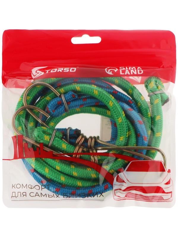 Резинка крепления TORSO 100 см, d 8 мм, металлические крючки, микс, набор 2 шт