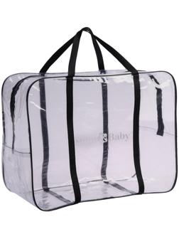 Сумка в роддом с карманом, цвет василёк