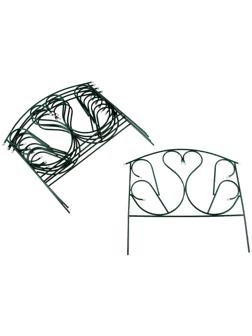 Ограждение декоративное, 69 × 410 см, 5 секций, с заглушками, металл, зелёное, «Лебедь»