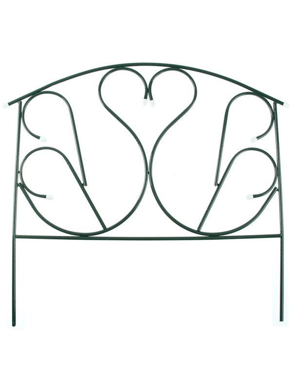 Ограждение декоративное, 69 × 410 см, 5 секций, с заглушками, металл, зелёное, «Лебедь»