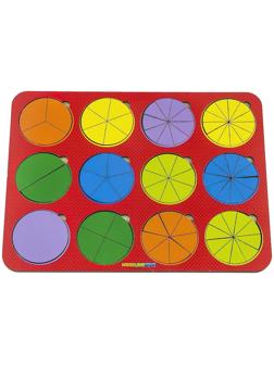 Рамка - вкладыш «Круги, 12 шт.» дроби по методике Никитина, 1 уровень, МИКС