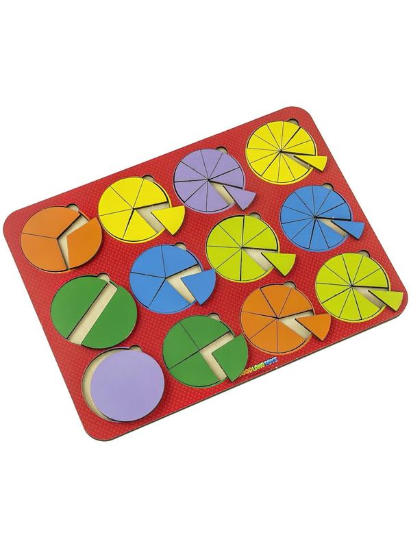 Рамка - вкладыш «Круги, 12 шт.» дроби по методике Никитина, 1 уровень, МИКС