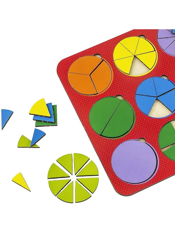 Рамка - вкладыш «Круги, 12 шт.» дроби по методике Никитина, 1 уровень, МИКС