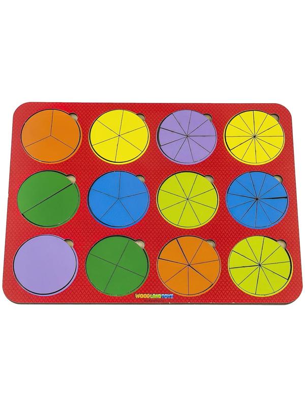 Рамка - вкладыш «Круги, 12 шт.» дроби по методике Никитина, 1 уровень, МИКС