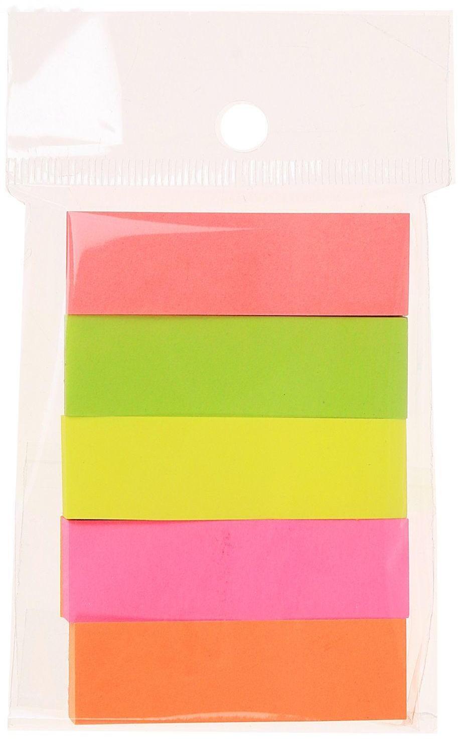 Закладки с клеевым краем 50 x 15 мм, 5 цветов по 100 листов, МИКС