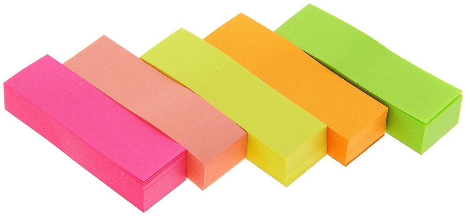 Закладки с клеевым краем 50 x 15 мм, 5 цветов по 100 листов, МИКС
