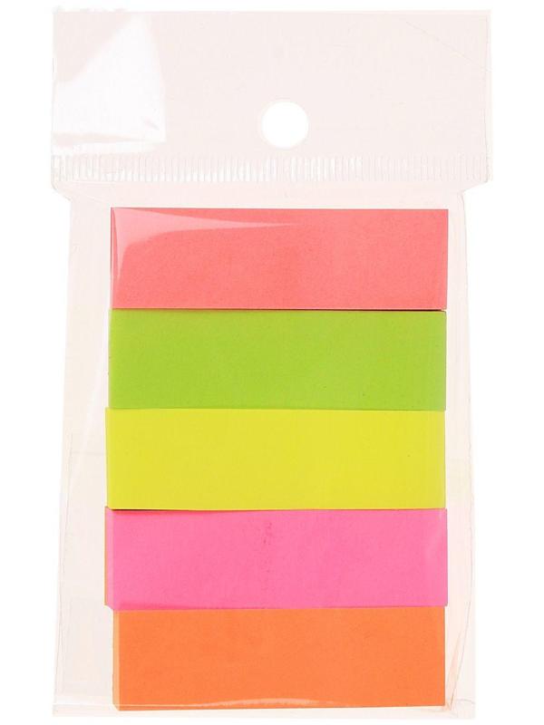 Закладки с клеевым краем 50 x 15 мм, 5 цветов по 100 листов, МИКС
