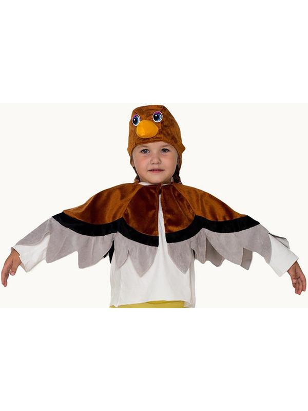 Карнавальный костюм «Воробей», шапка, накидка, 5-7 лет, рост 122-134 см