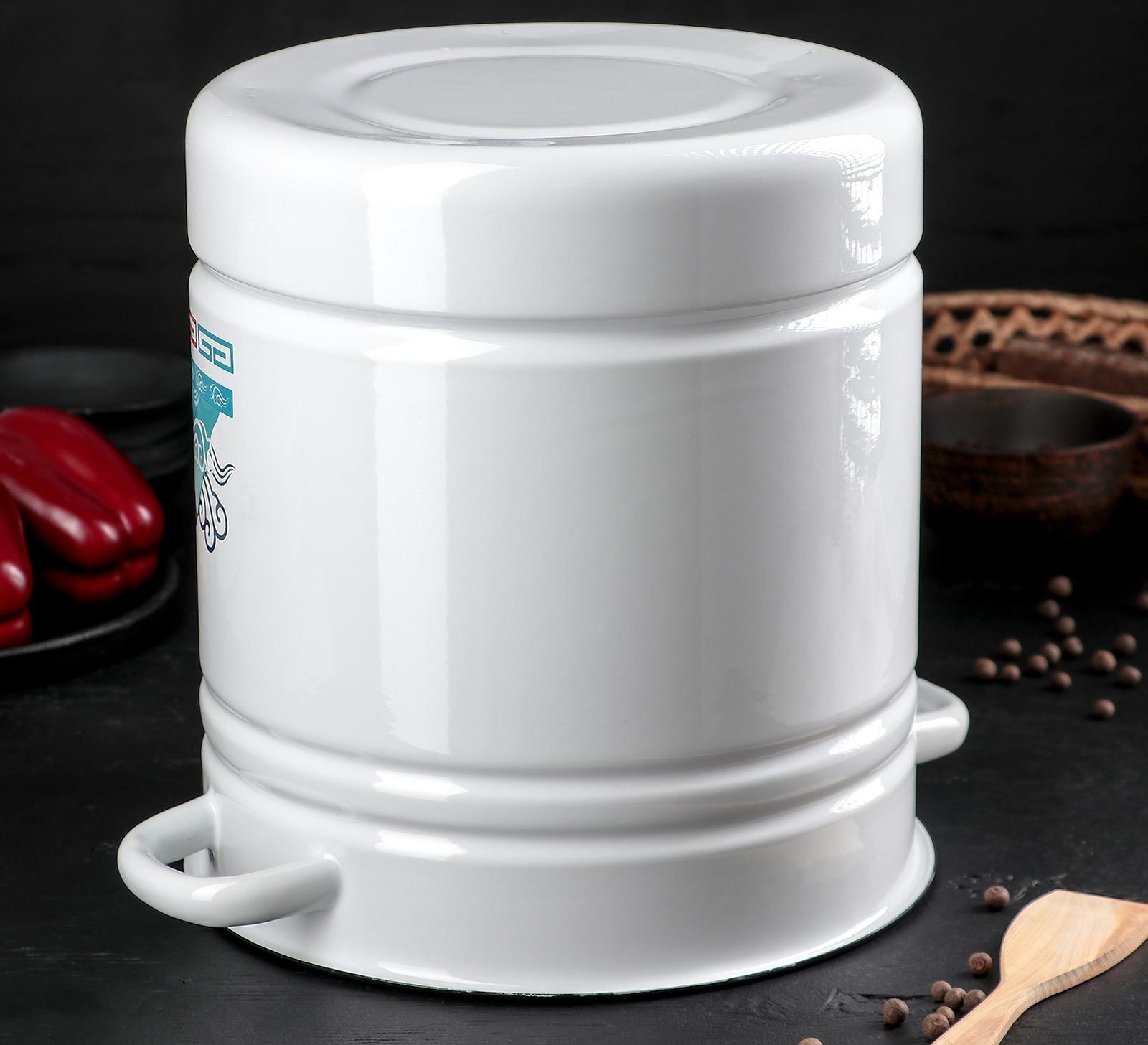 Позница-мантоварка, 12 л, 4 вставки, пластмассовая ручка, цвет белый, деколь МИКС