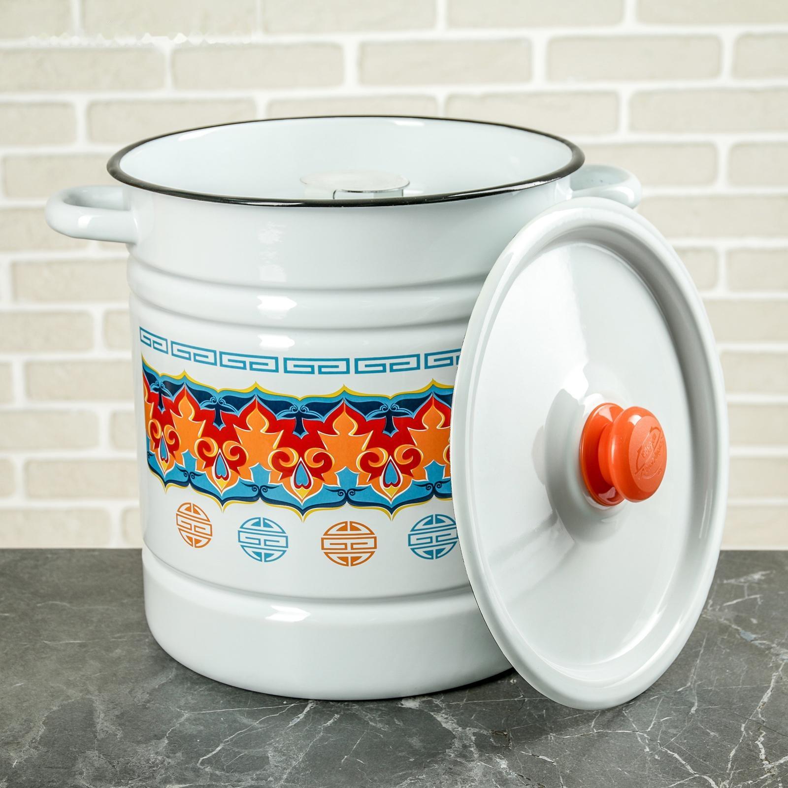 Позница-мантоварка, 12 л, 4 вставки, пластмассовая ручка, цвет белый, деколь МИКС