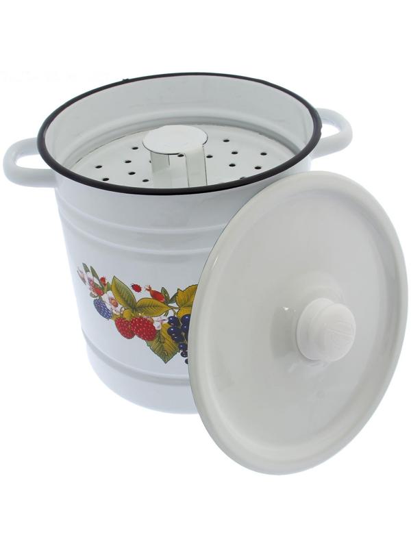 Позница-мантоварка, 12 л, 4 вставки, пластмассовая ручка, цвет белый, деколь МИКС