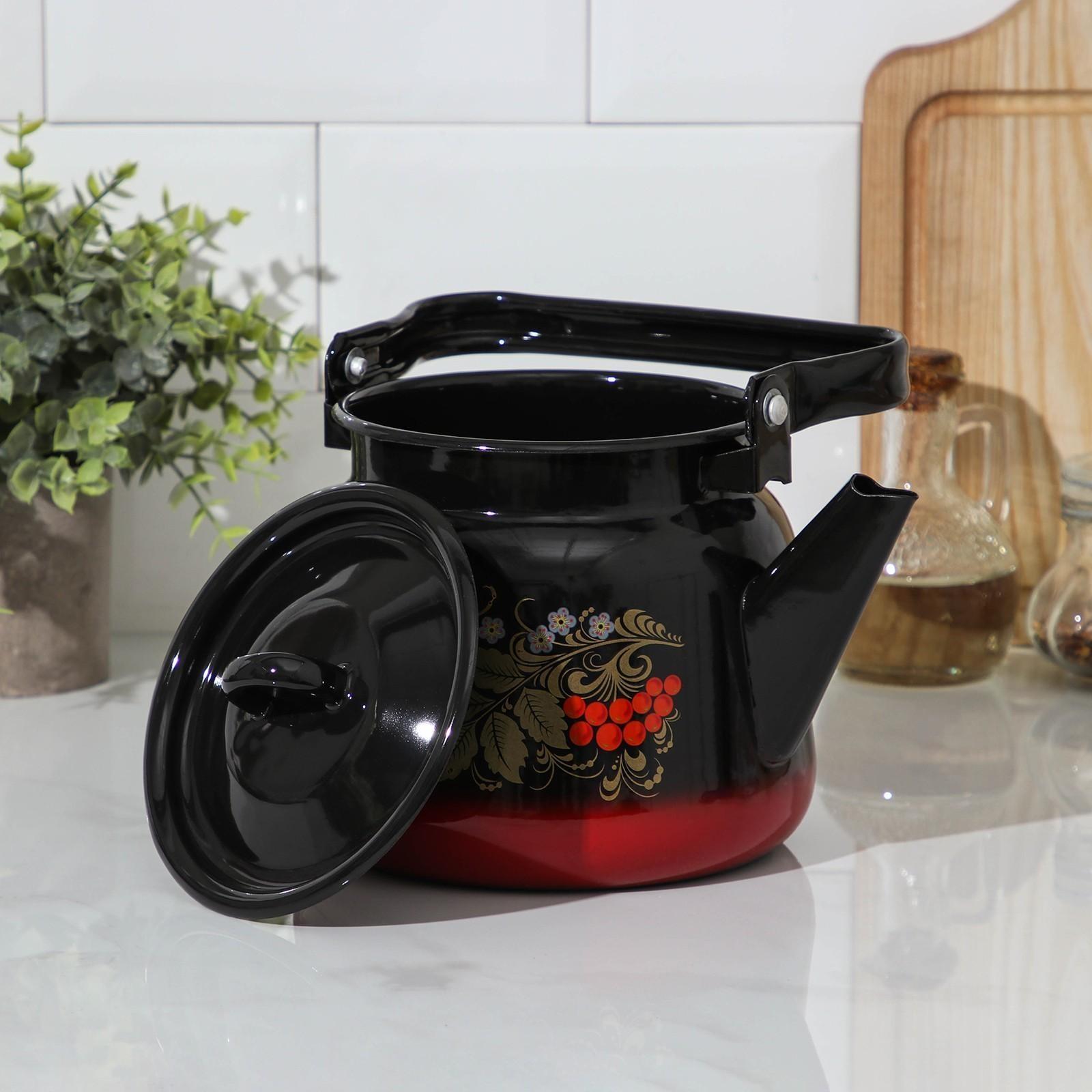 Чайник с петлёй «Рябина», 2,3 л, эмалированная крышка, индукция