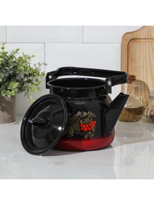 Чайник с петлёй «Рябина», 2,3 л, эмалированная крышка, индукция