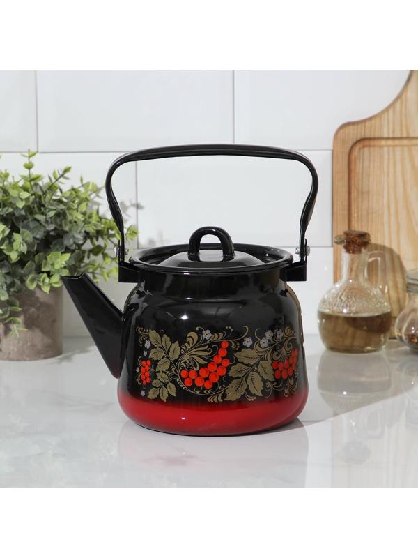 Чайник с петлёй «Рябина», 2,3 л, эмалированная крышка, индукция