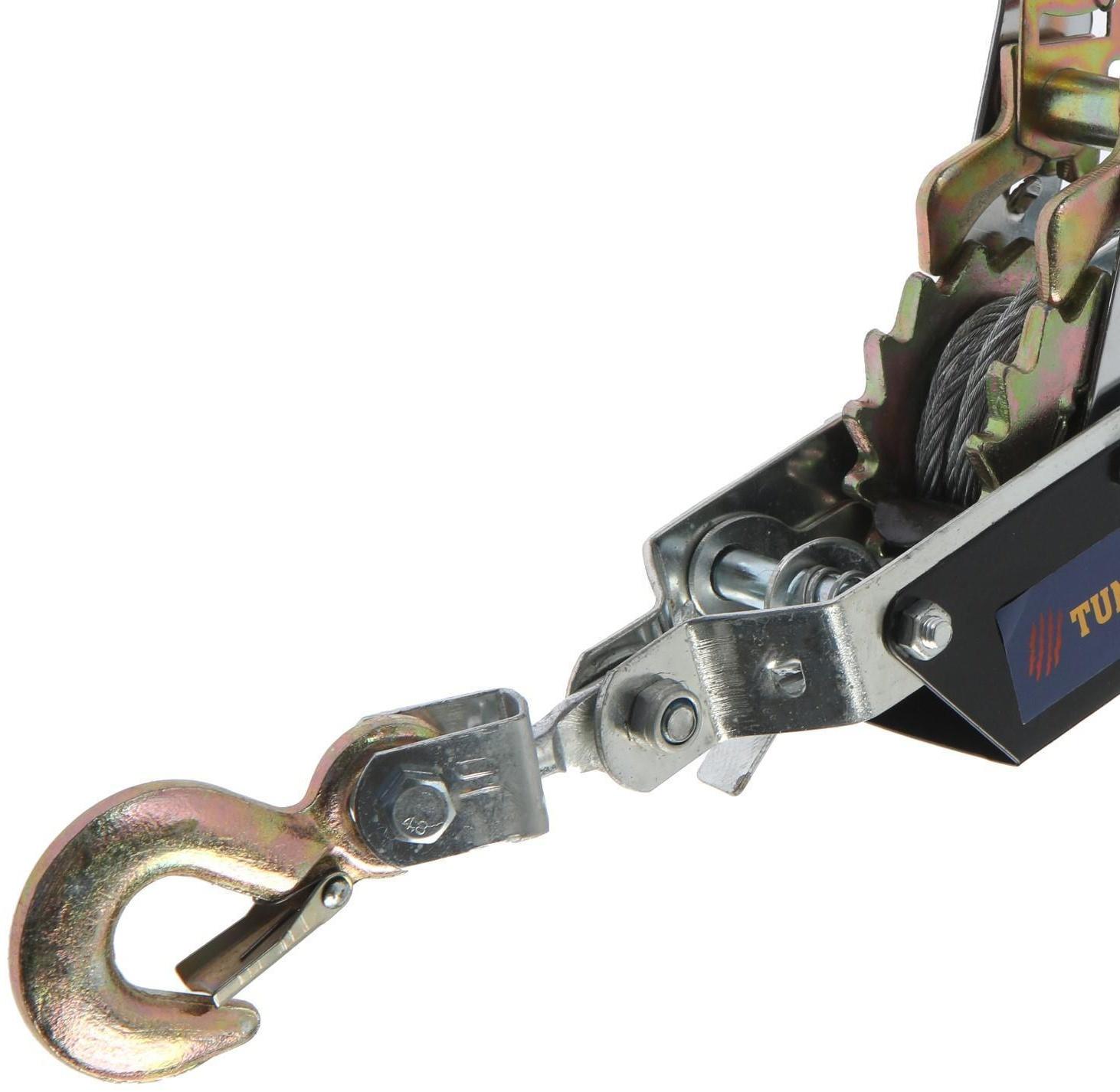 Лебедка рычажная ТУНДРА, двойное храповое колесо, тяга 1.5 т (подъем 0.6 т), трос 2 метра