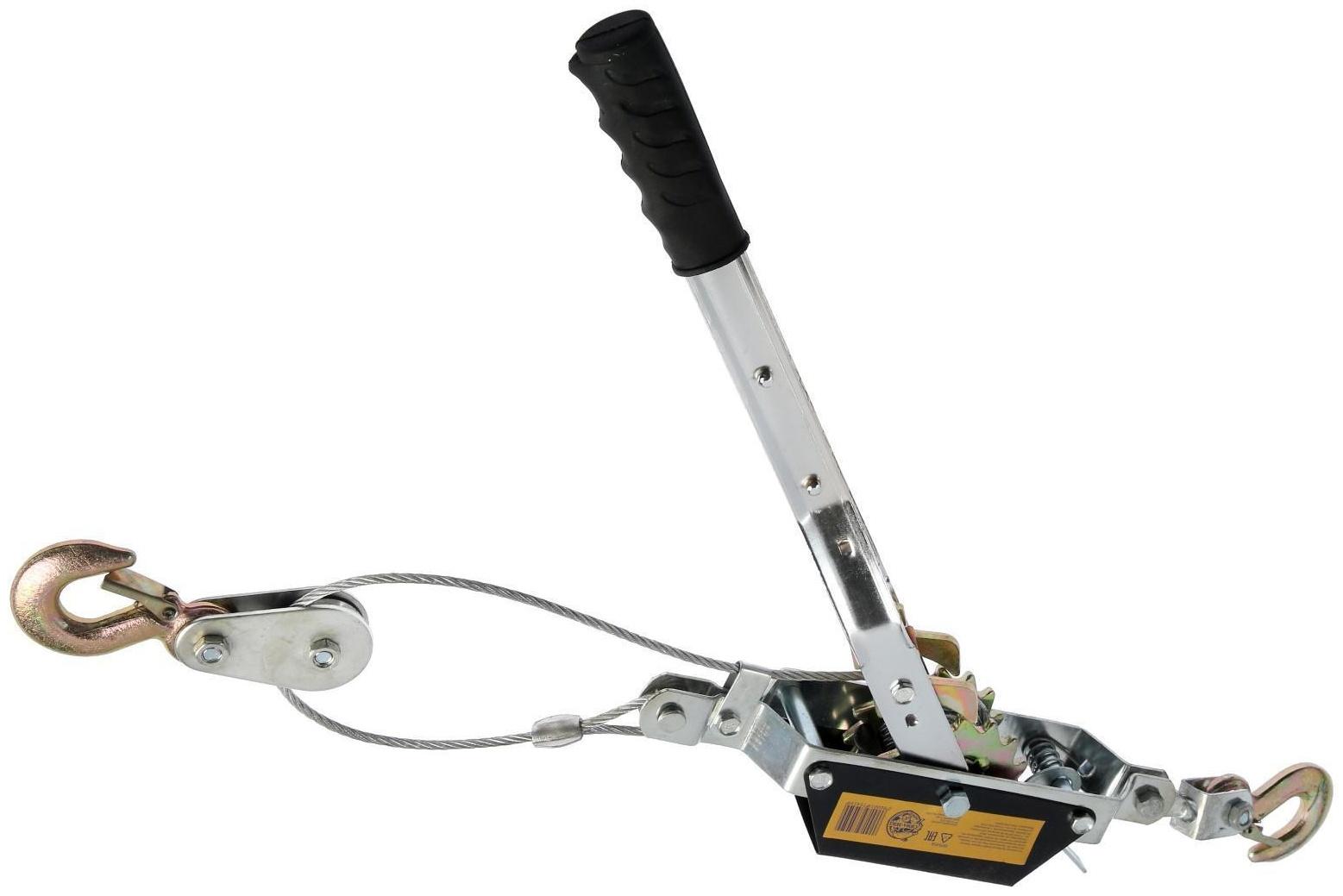 Лебедка рычажная ТУНДРА, двойное храповое колесо, тяга 1.5 т (подъем 0.6 т), трос 2 метра