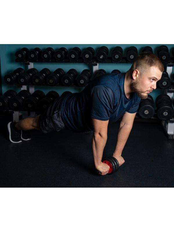 Ролик для пресса, 3 колеса, с ковриком, цвета микс