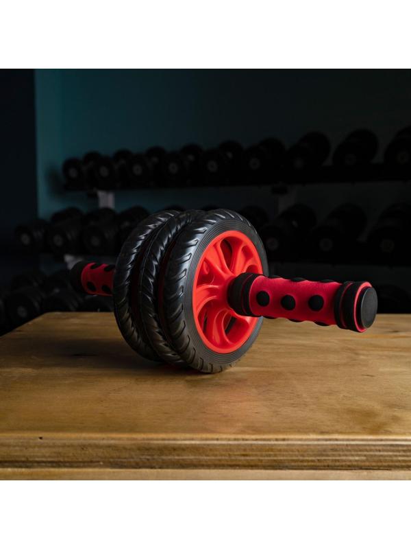 Ролик для пресса, 3 колеса, с ковриком, цвета микс