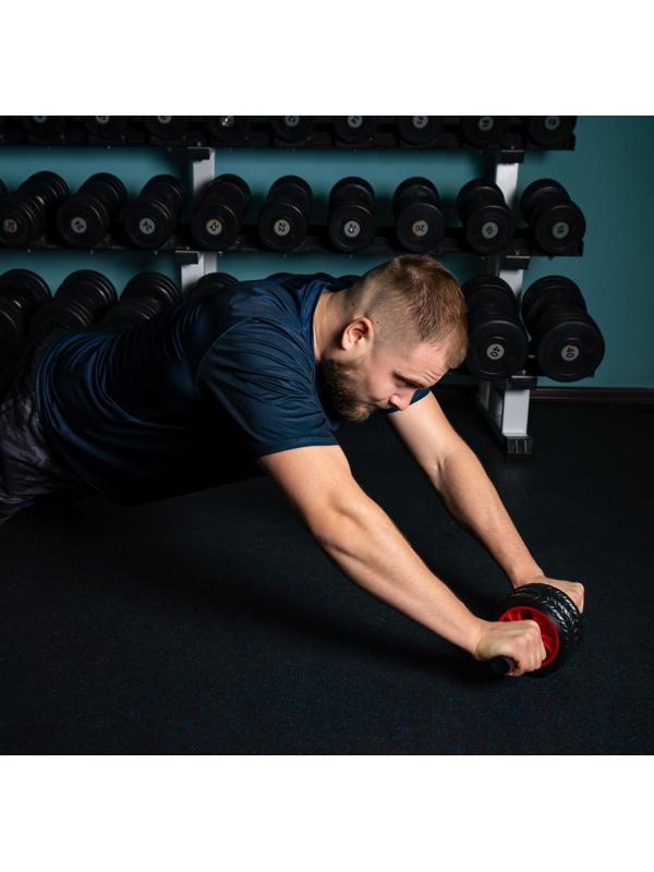 Ролик для пресса, 3 колеса, с ковриком, цвета микс