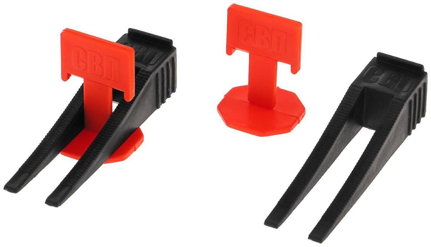 Комплект Зажим + Клин для выравнивания плитки ЛОМ, в упаковке 40/40 шт.