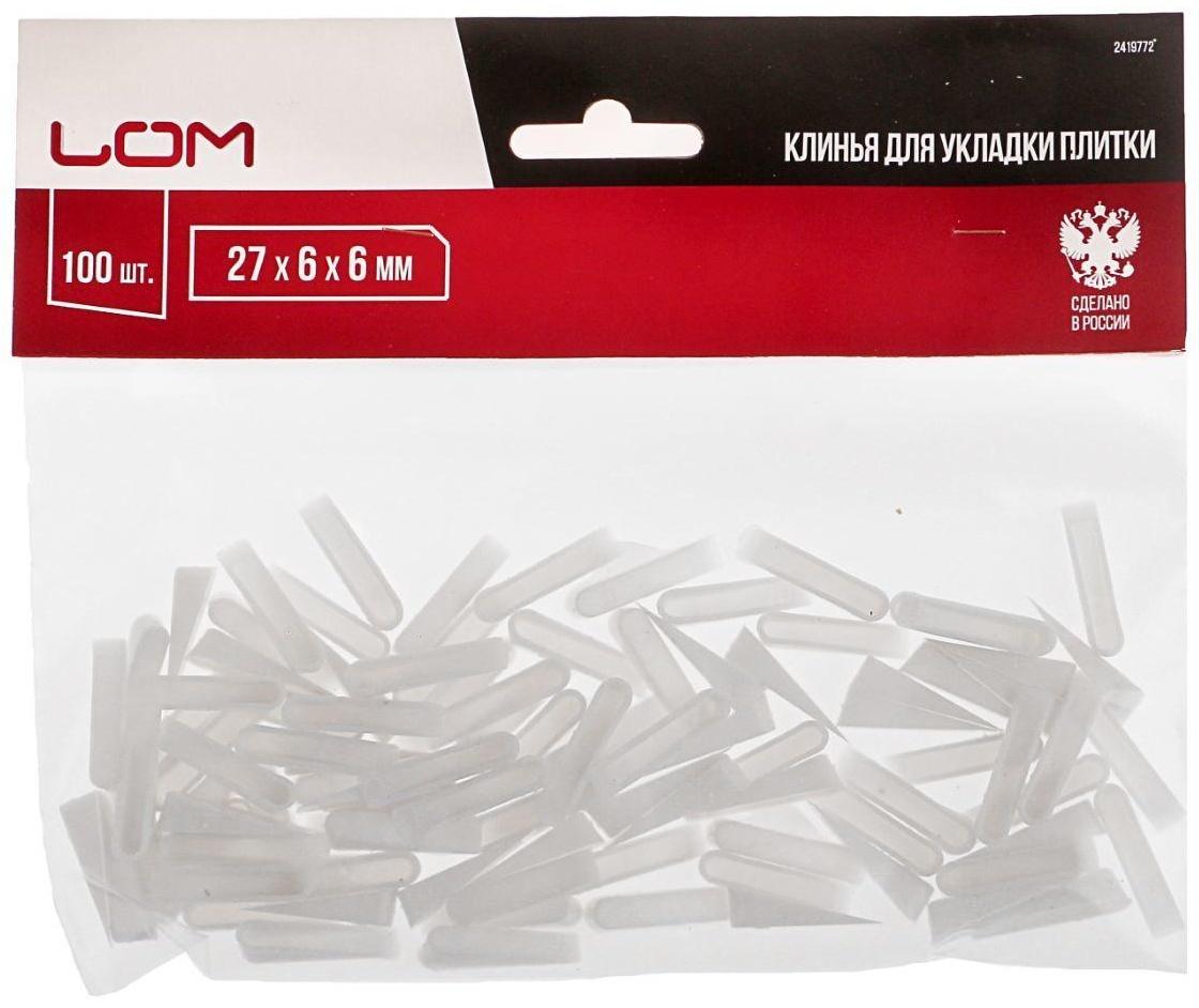 Клин для кладки плитки ЛОМ, 24 х 7 х 5 мм, в упаковке 100 шт.