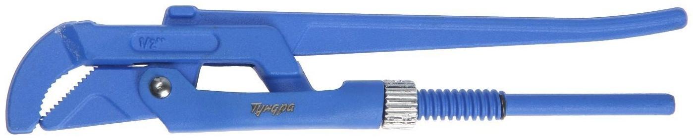 Ключ трубный рычажный ТУНДРА, полукруглый зажим 45°, раскрытие до 30 мм, №0, 1/2