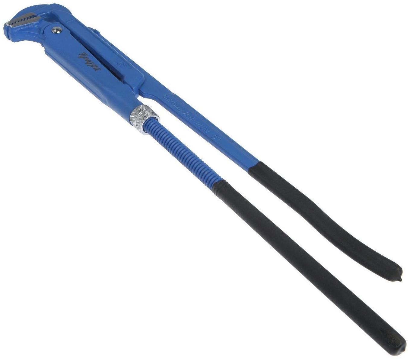Ключ трубный рычажный ТУНДРА, плоский зажим 90°, раскрытие до 90 мм, №4, 3