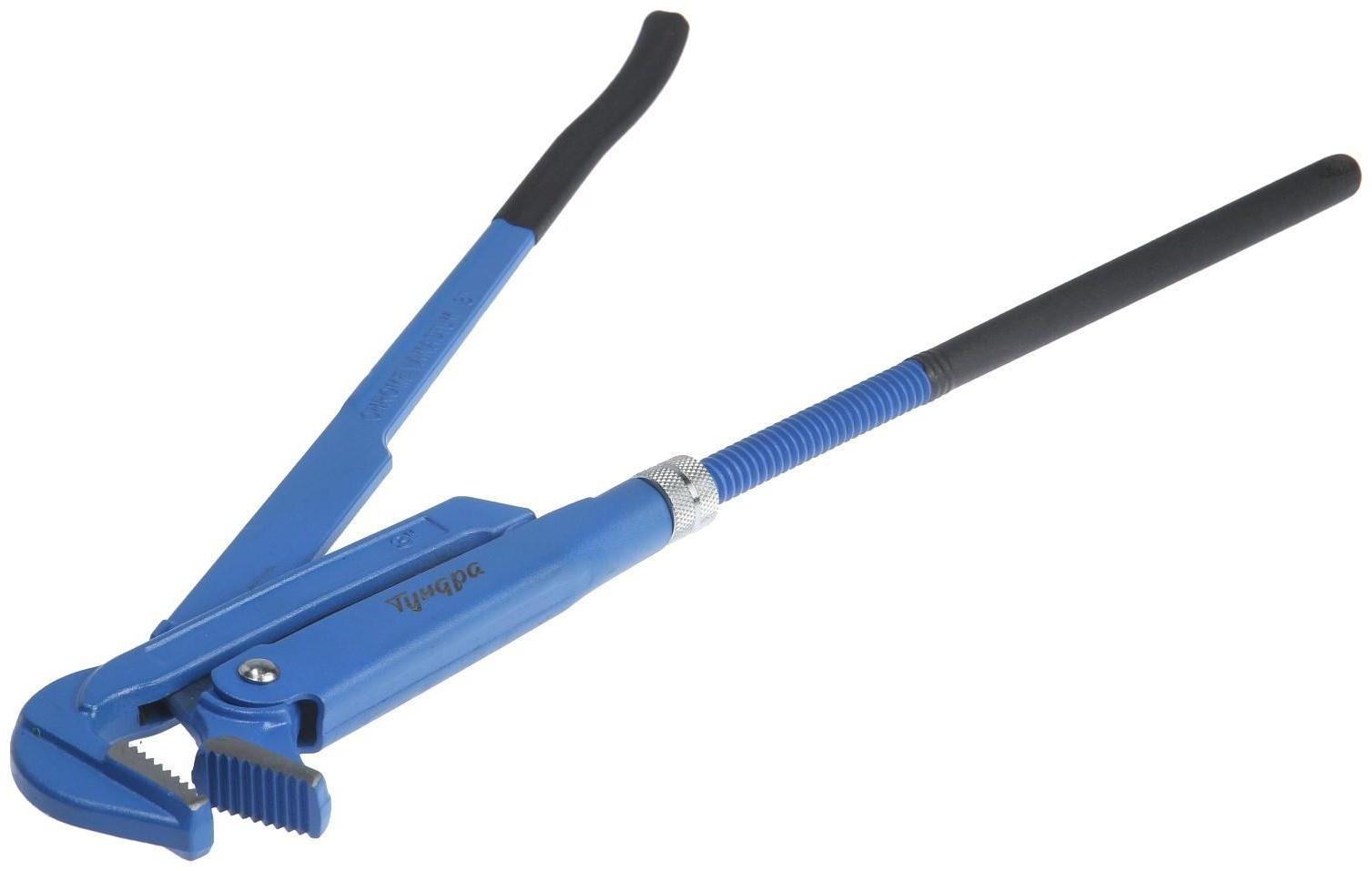 Ключ трубный рычажный ТУНДРА, плоский зажим 90°, раскрытие до 90 мм, №4, 3
