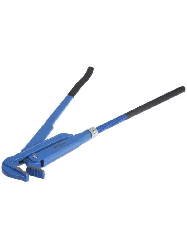 Ключ трубный рычажный ТУНДРА, плоский зажим 90°, раскрытие до 90 мм, №4, 3