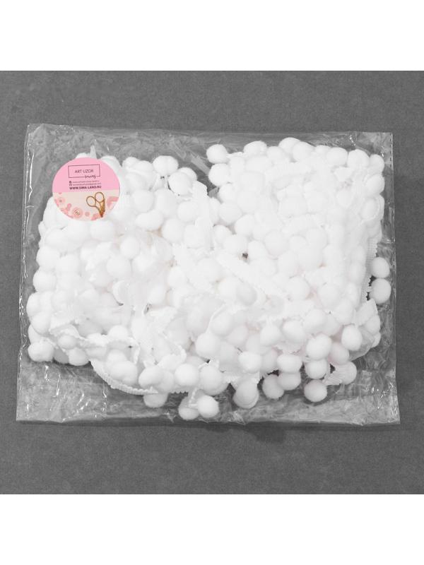 Тесьма декоративная с помпонами, 25 ± 5 мм, 10 ± 1 м, цвет белый