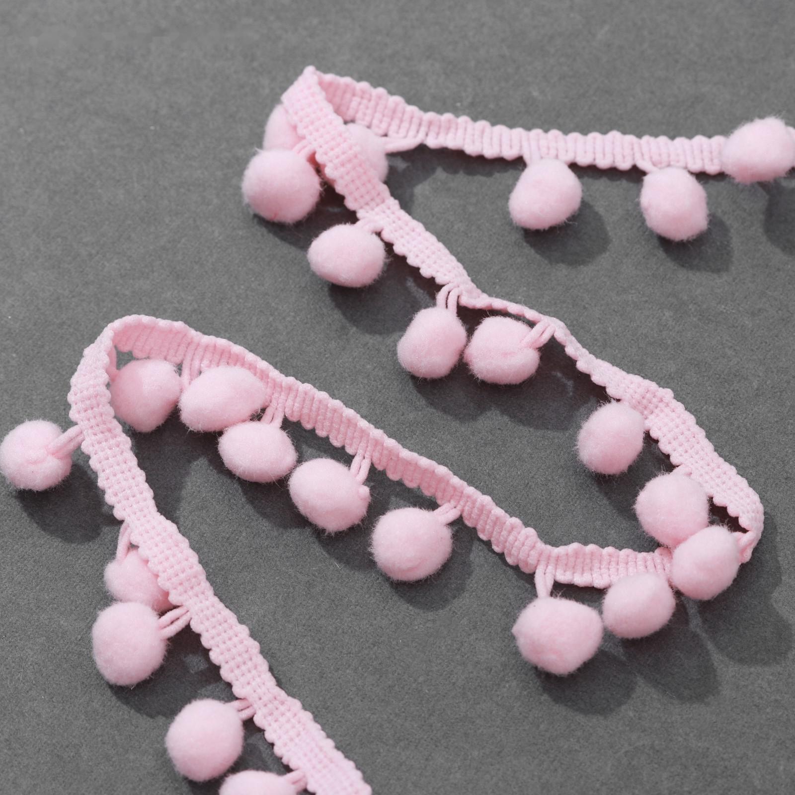 Тесьма декоративная с помпонами, 25 ± 5 мм, 8 ± 1 м, цвет розовый