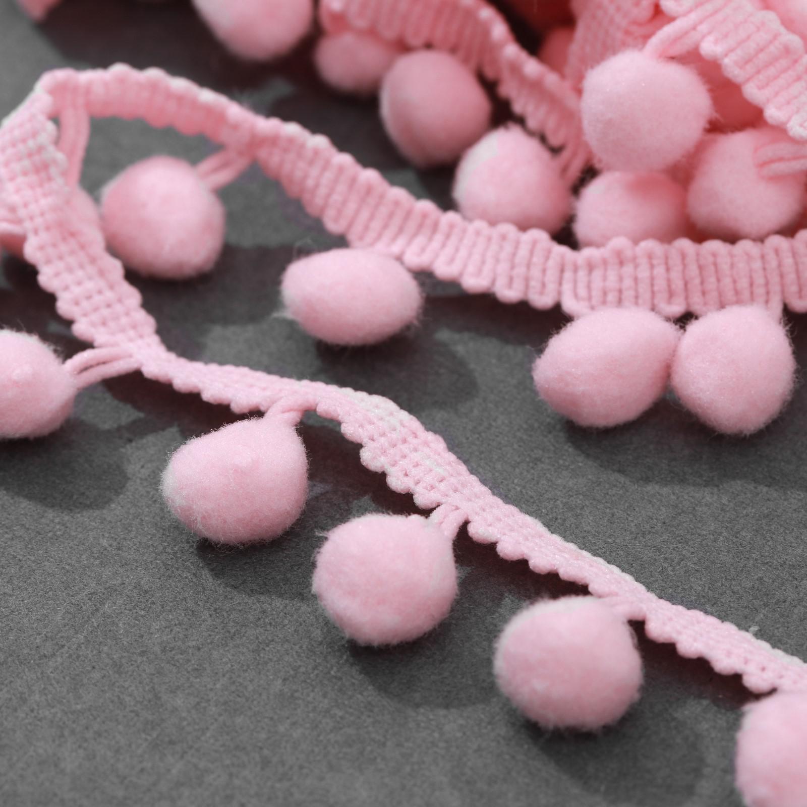 Тесьма декоративная с помпонами, 25 ± 5 мм, 8 ± 1 м, цвет розовый