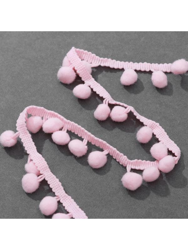 Тесьма декоративная с помпонами, 25 ± 5 мм, 8 ± 1 м, цвет розовый