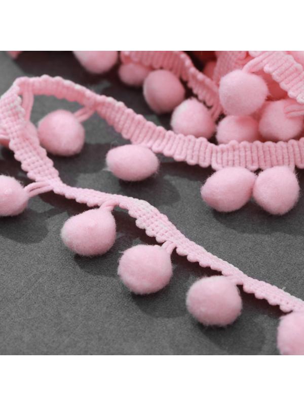 Тесьма декоративная с помпонами, 25 ± 5 мм, 8 ± 1 м, цвет розовый