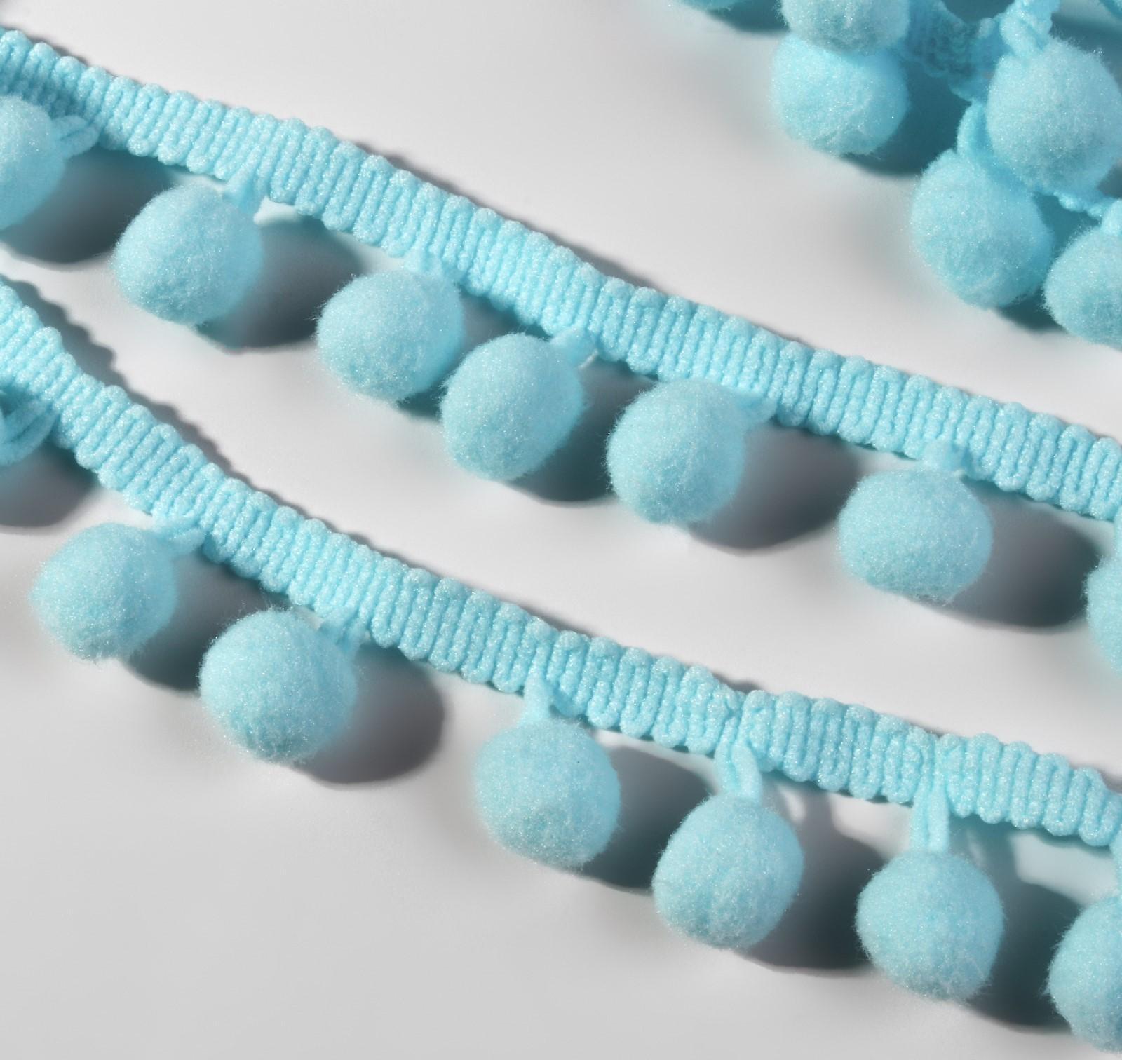 Тесьма декоративная с помпонами, 25 ± 5 мм, 10 ± 1 м, цвет голубой