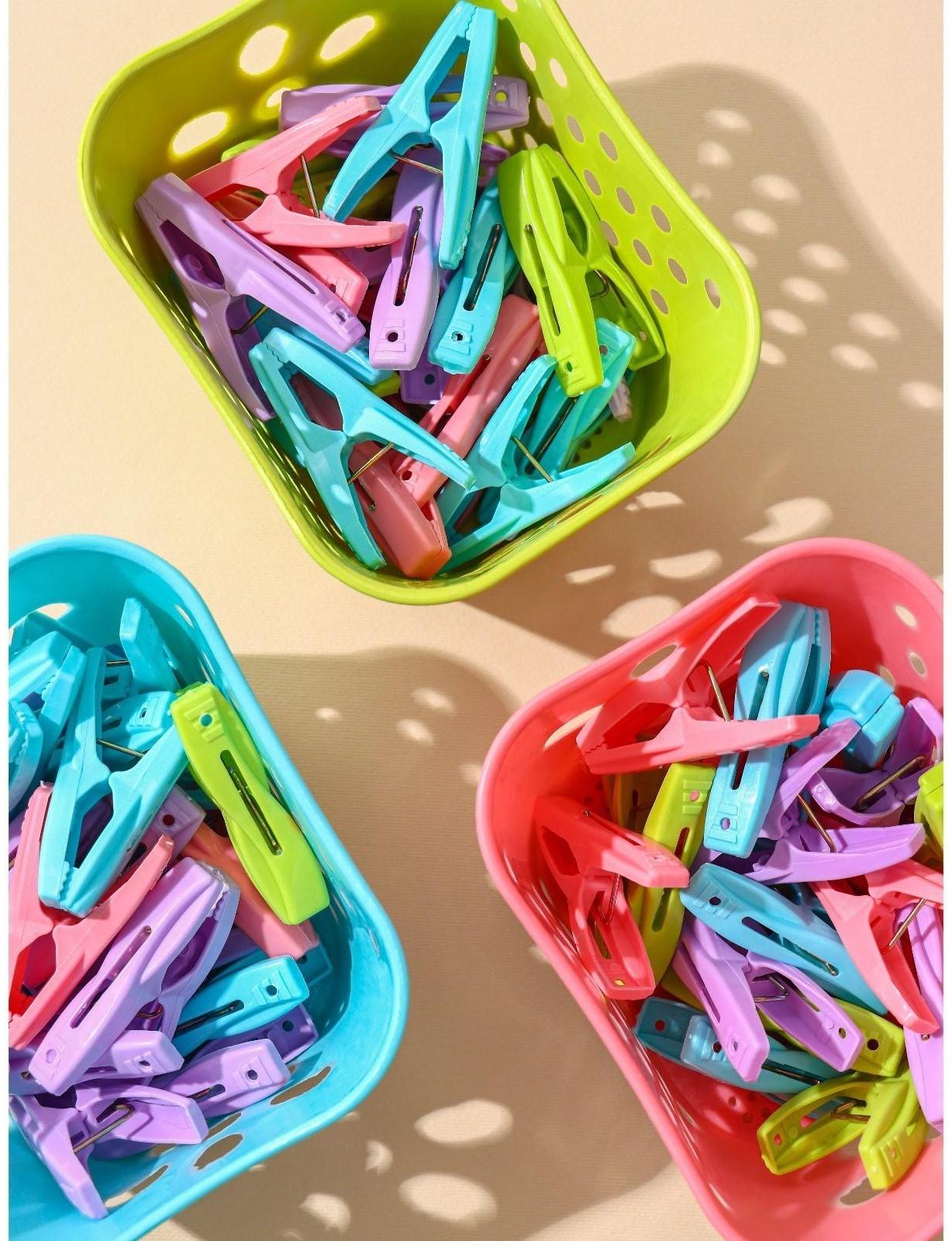 Набор прищепок бельевых в корзинке, 6 см, 20 шт, цвет МИКС